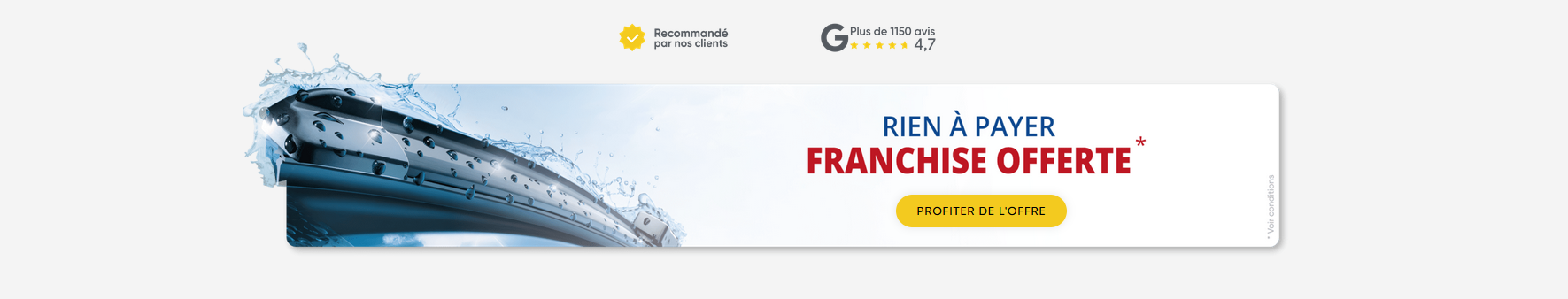 Rien à payer - Franchise offerte - Cliquez pour prendre rendez-vous